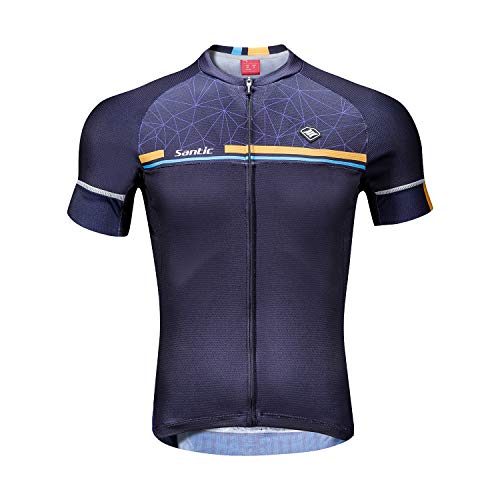 Santic Maillot Ciclismo Hombre Verano Maillot Bicicleta Montaña Bike MTB Camiseta con Mangas Cortas Azul EU M