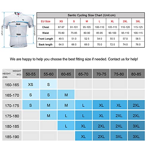 Santic Maillot Ciclismo Hombre Verano Maillot Bicicleta Montaña Bike MTB Camiseta con Mangas Cortas Blanco EU M