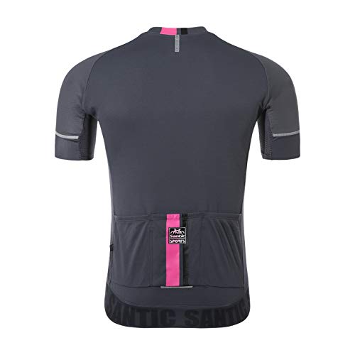 Santic Maillot Ciclismo Hombre Verano Maillot Bicicleta Montaña Bike MTB Camiseta con Mangas Cortas Gris EU L