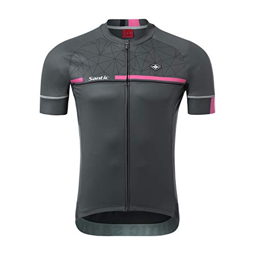 Santic Maillot Ciclismo Hombre Verano Maillot Bicicleta Montaña Bike MTB Camiseta con Mangas Cortas Gris EU L