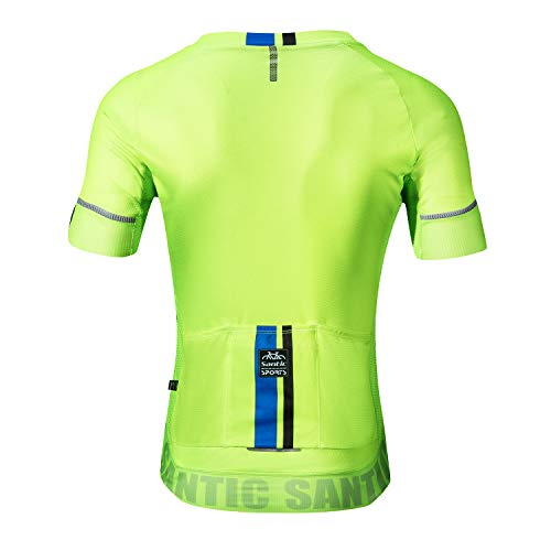 Santic Maillot Ciclismo Hombre Verano Maillot Bicicleta Montaña Bike MTB Camiseta con Mangas Cortas Verde EU M