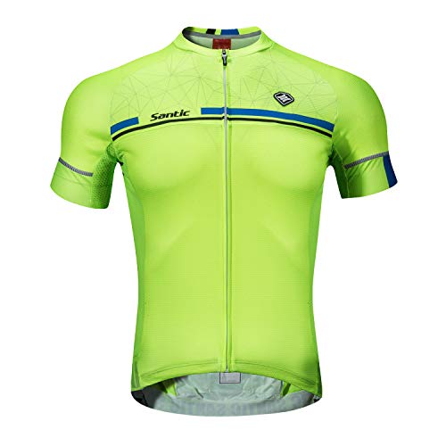 Santic Maillot Ciclismo Hombre Verano Maillot Bicicleta Montaña Bike MTB Camiseta con Mangas Cortas Verde EU M