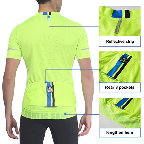 Santic Maillot Ciclismo Hombre Verano Maillot Bicicleta Montaña Bike MTB Camiseta con Mangas Cortas Verde EU M