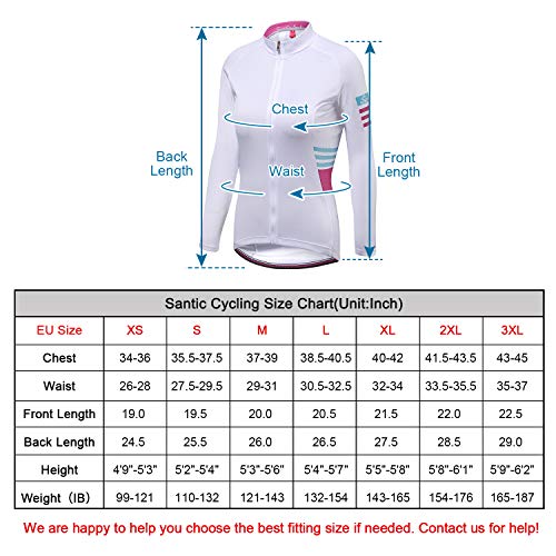 Santic Maillot Ciclismo Mujer Maillot Bicicleta Mujer con Mangas Largas Camiseta Ciclista Maillot MTB con Bolsillos Blanco EU M