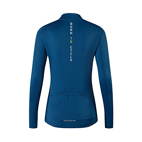 Santic Maillot Ciclismo Mujer Manga Larga Maillot Bicicleta Montaña Camiseta Ciclismo con Bolsillos Azul EU M