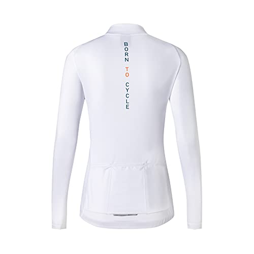 Santic Maillot Ciclismo Mujer Manga Larga Maillot Bicicleta Montaña Camiseta Ciclismo con Bolsillos Blanco EU XXXL