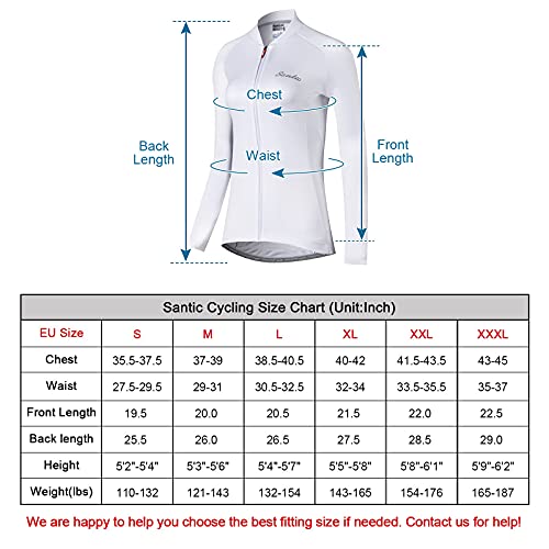 Santic Maillot Ciclismo Mujer Manga Larga Maillot Bicicleta Montaña Camiseta Ciclismo con Bolsillos Blanco EU XXXL