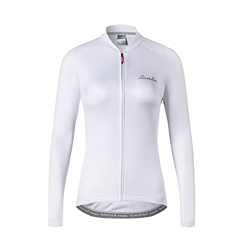 Santic Maillot Ciclismo Mujer Manga Larga Maillot Bicicleta Montaña Camiseta Ciclismo con Bolsillos Blanco EU XXXL