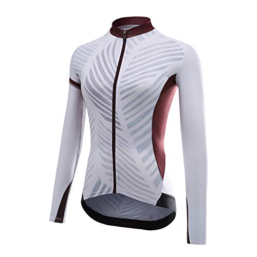 Santic Maillot Ciclismo Mujer Manga Larga Maillot Bicicleta Montaña Camiseta Ciclismo con Bolsillos Rojo EU M