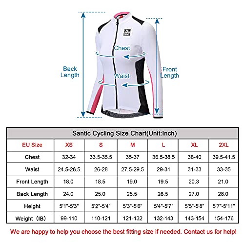 Santic Maillot Ciclismo Mujer Manga Larga Maillot Bicicleta Montaña Camiseta MTB con Bolsillos Fino Blanco EU S