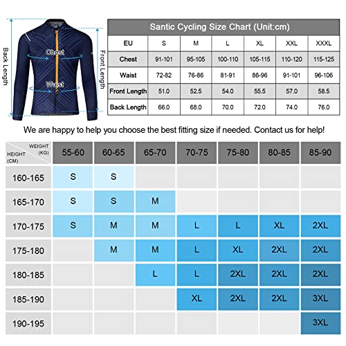 Santic Maillots Ciclismo Hombre Camisetas Ciclismo Manga Larga Azul Oscuro EU S