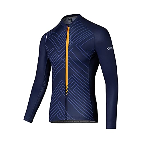 Santic Maillots Ciclismo Hombre Camisetas Ciclismo Manga Larga Azul Oscuro EU S