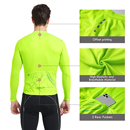 Santic Maillots Ciclismo Hombre Camisetas Ciclismo Manga Larga Verde EU XL