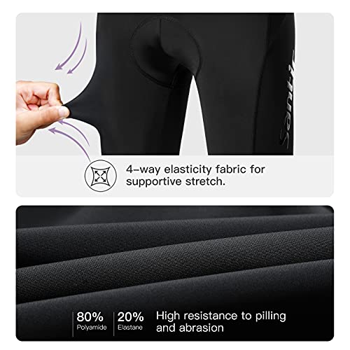 Santic Mujer Ciclismo Corto Pantalones Badana Acolchados MTB Transpirables De Secado Rápido Negro