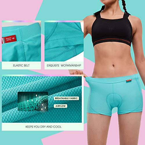 Santic Mujer Pantalones Cortos Calzoncillos de Ciclismo Ropa Interior Acolchada Culotte con Badana Bicicleta Equitación MTB Azul XS