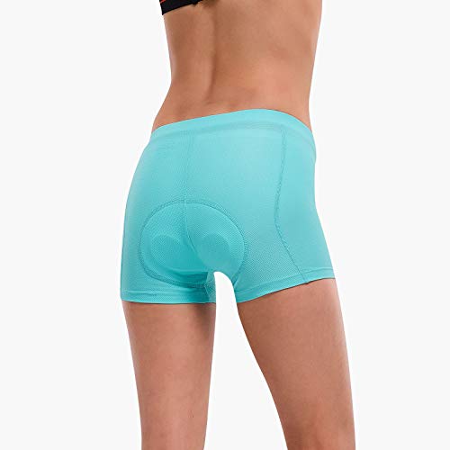 Santic Mujer Pantalones Cortos Calzoncillos de Ciclismo Ropa Interior Acolchada Culotte con Badana Bicicleta Equitación MTB Azul XS