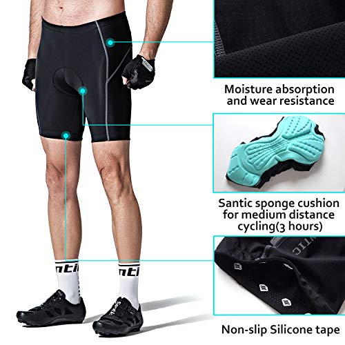 Santic Pantalon Ciclismo Hombre Corto Pantalones Bicicleta Hombre Ciclismo Shorts Montaña/MTB Acolchado con Badana/Almohadilla EU L