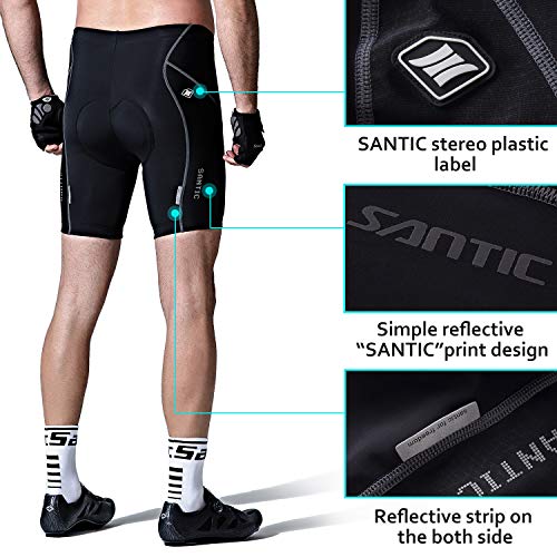 Santic Pantalon Ciclismo Hombre Corto Pantalones Bicicleta Hombre Ciclismo Shorts Montaña/MTB Acolchado con Badana/Almohadilla EU L