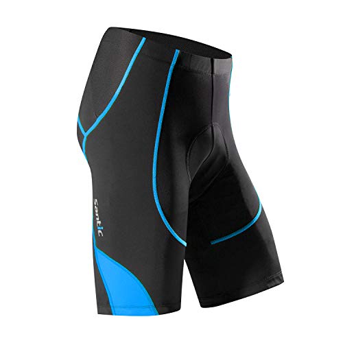 Santic Pantalon Ciclismo Hombre Corto Pantalones Bicicleta Hombre Montaña/MTB Acolchado con Badana/Almohadilla Azul EU M