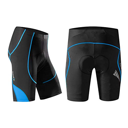 Santic Pantalon Ciclismo Hombre Corto Pantalones Bicicleta Hombre Montaña/MTB Acolchado con Badana/Almohadilla Azul EU XXXL