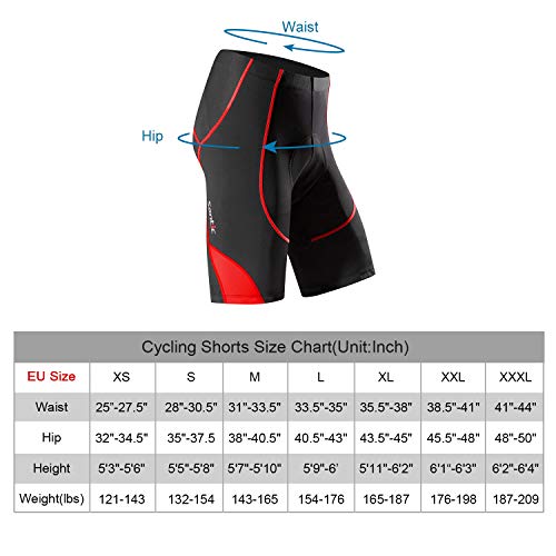 Santic Pantalon Ciclismo Hombre Corto Pantalones Bicicleta Hombre Montaña/MTB Acolchado con Badana/Almohadilla Rojo EU S