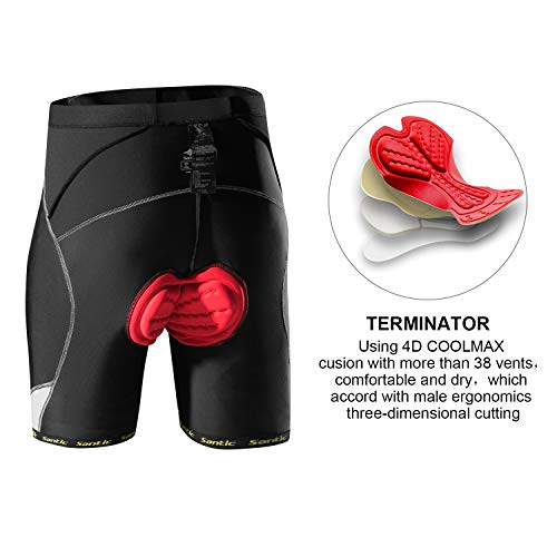 Santic Pantalon Ciclismo Hombre Corto Pantalones Bicicleta Hombre Montaña/MTB Acolchado con Badana/Almohadilla Rojo EU S