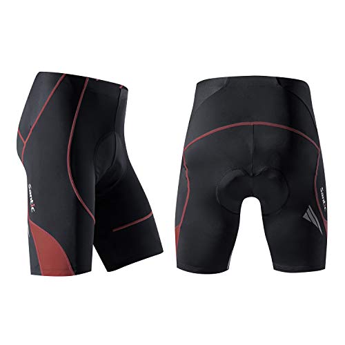 Santic Pantalon Ciclismo Hombre Corto Pantalones Bicicleta Hombre Montaña/MTB Acolchado con Badana/Almohadilla Vino EU M