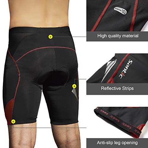 Santic Pantalon Ciclismo Hombre Corto Pantalones Bicicleta Hombre Montaña/MTB Acolchado con Badana/Almohadilla Vino EU M