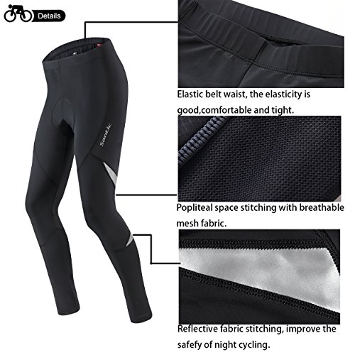 Santic Pantalon Ciclismo Hombre Largo Pantalon Bicicleta Pantalones Ciclista Hombre Largos Pantalon MTB Hombre Negro-argénteo EU M