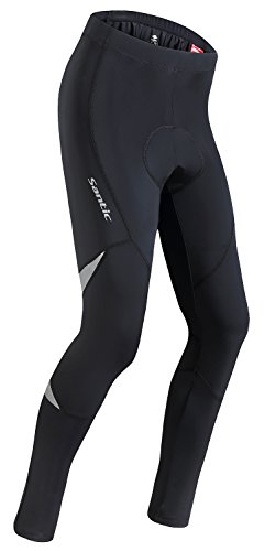 Santic Pantalon Ciclismo Hombre Largo Pantalon Bicicleta Pantalones Ciclista Hombre Largos Pantalon MTB Hombre Negro-argénteo EU M