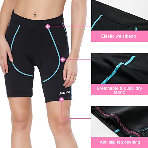 Santic Pantalon Ciclismo Mujer Corto Pantalones Bicicleta Mujer Montaña/MTB para Verano con la Badana/Almohadilla Azul EU XXXXL