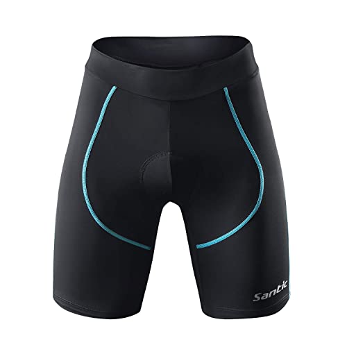 Santic Pantalon Ciclismo Mujer Corto Pantalones Bicicleta Mujer Montaña/MTB para Verano con la Badana/Almohadilla Azul EU XXXXL