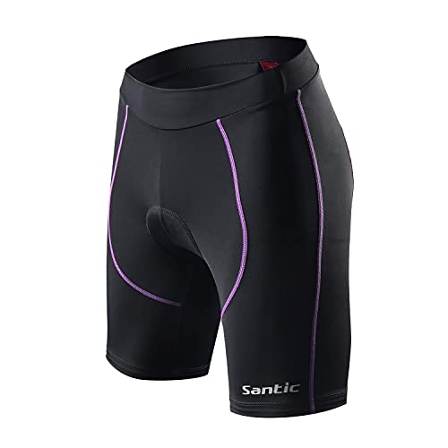 Santic Pantalon Ciclismo Mujer Corto Pantalones Bicicleta Mujer Montaña/MTB para Verano con la Badana/Almohadilla Violado EU M