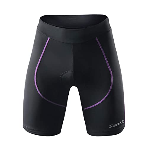 Santic Pantalon Ciclismo Mujer Corto Pantalones Bicicleta Mujer Montaña/MTB para Verano con la Badana/Almohadilla Violado EU M