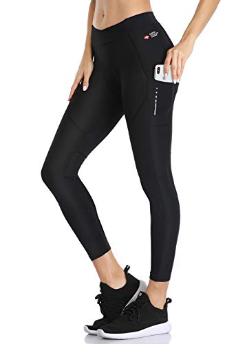 Santic Pantalon Ciclismo Mujer Culotte 3/4 Bicicleta Largo Badana Acolchado Las Medias Transpirables Antideslizante M