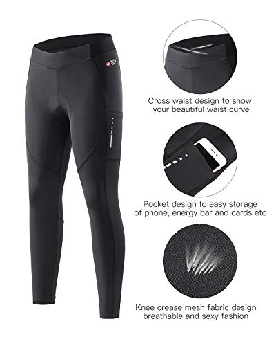 Santic Pantalon Ciclismo Mujer Culotte 3/4 Bicicleta Largo Badana Acolchado Las Medias Transpirables Antideslizante M