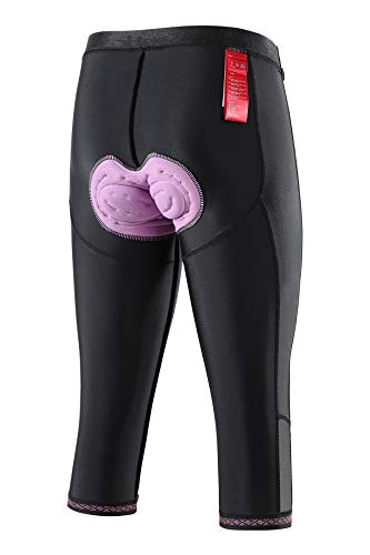 Santic Pantalon Ciclismo Mujer Culotte 3/4 Bicicleta Largo Badana Acolchado Las Medias Transpirables Antideslizante XS