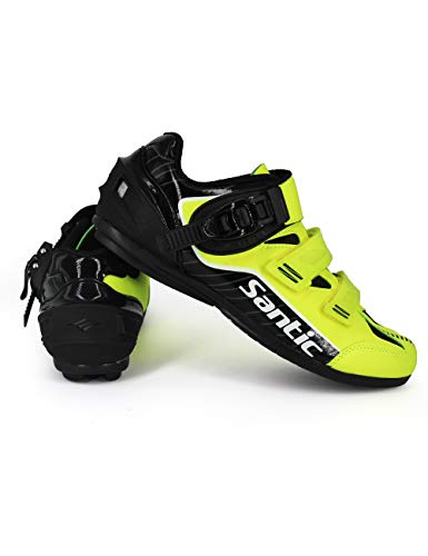 Santic Zapatillas Ciclismo Carretera Zapatillas Bicicleta de Montaña MTB de Plantilla Plana para Hombres y Mujers Verde EU 40