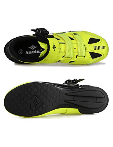 Santic Zapatillas Ciclismo Carretera Zapatillas Bicicleta de Montaña MTB de Plantilla Plana para Hombres y Mujers Verde EU 40