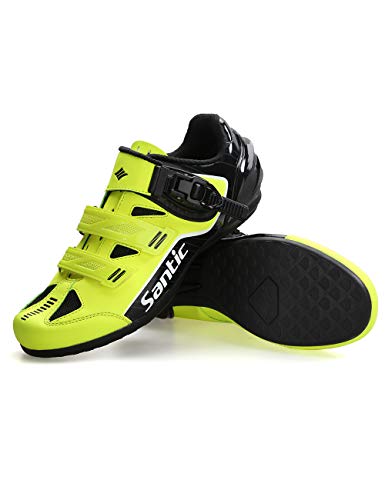 Santic Zapatillas Ciclismo Carretera Zapatillas Bicicleta de Montaña MTB de Plantilla Plana para Hombres y Mujers Verde EU 40