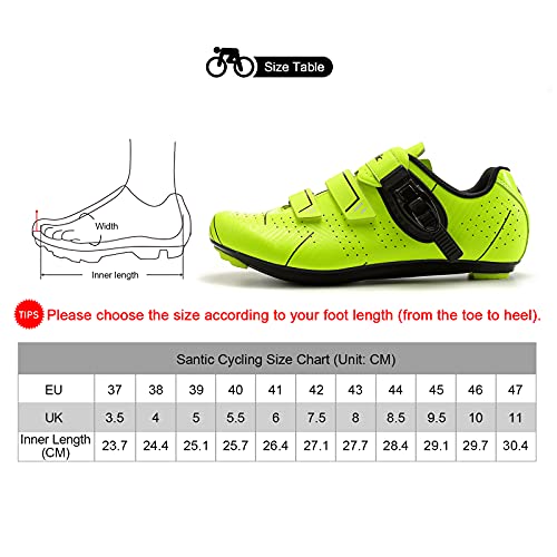 Santic Zapatillas Ciclismo Carretera Zapatillas Bicicleta para Hombres y Mujers Verde EU 46