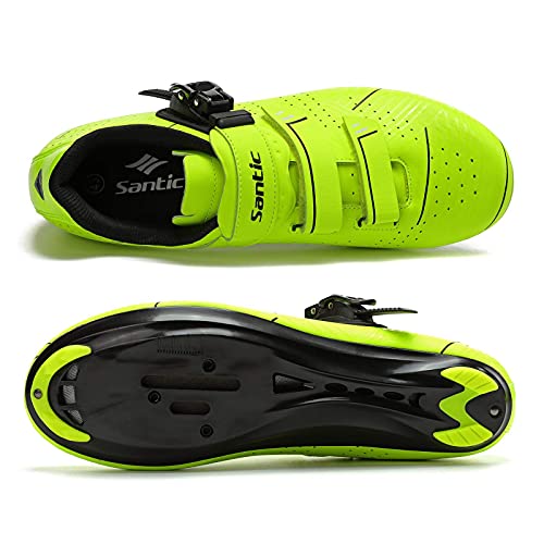 Santic Zapatillas Ciclismo Carretera Zapatillas Bicicleta para Hombres y Mujers Verde EU 46