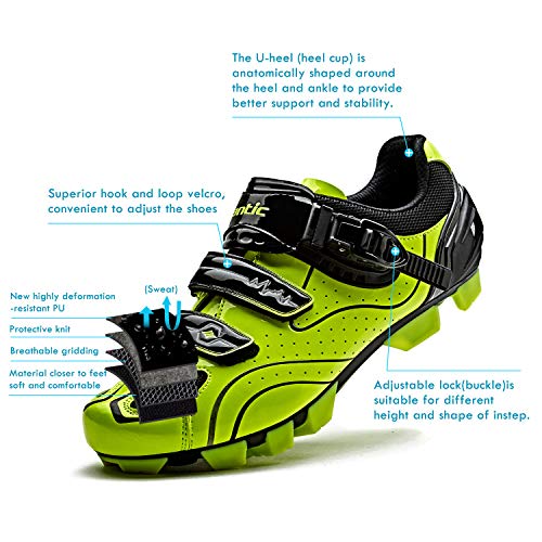 Santic Zapatillas Ciclismo MTB Zapatillas Bicicleta Montaña Hombre Zapatos Ciclismo Calzado Bicicleta Montaña Verde EU 39