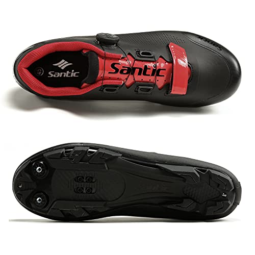 Santic Zapatillas Ciclismo MTB Zapatillas Bicicleta Montaña Hombre Zapatos Ciclismo Calzado Negro EU 39