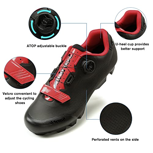 Santic Zapatillas Ciclismo MTB Zapatillas Bicicleta Montaña Hombre Zapatos Ciclismo Calzado Negro EU 39