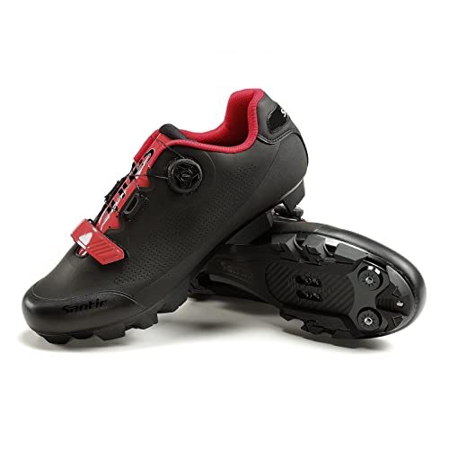 Santic Zapatillas Ciclismo MTB Zapatillas Bicicleta Montaña Hombre Zapatos Ciclismo Calzado Negro EU 39