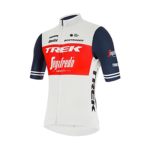 Santini Trek-segafredo Team Replica Race Maillot de Ciclismo, Rojo, Blanco y Azul, L para Hombre