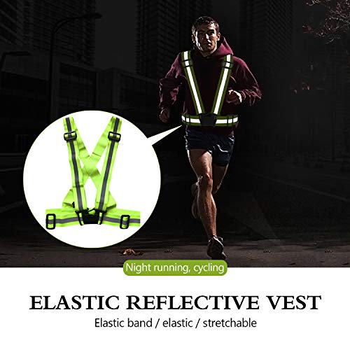 SANTOO Chaleco Reflectante, Chaleco de Seguridad Moto para Exteriores de Alta Visibilidad Ajustable, Adecuado para Correr, Trotar, Practicar Senderismo, Ciclismo, Verde Fluorescente 2 Piezas