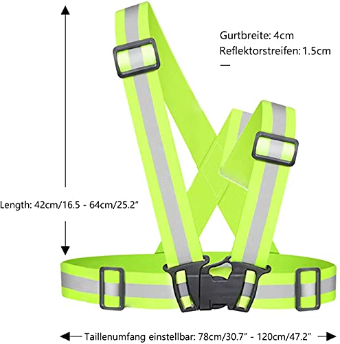 SANTOO Chaleco Reflectante, Chaleco de Seguridad Moto para Exteriores de Alta Visibilidad Ajustable, Adecuado para Correr, Trotar, Practicar Senderismo, Ciclismo, Verde Fluorescente 2 Piezas