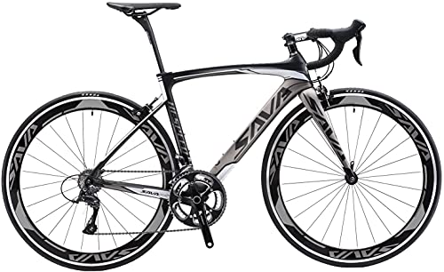 SAVADECK Bicicleta de Carretera de Carbono, Bicicleta de Carretera Warwinds3.0 700C de Fibra de Carbono con Shimano Sora 3000 18S, Neumáticos 25C y Freno Double V.